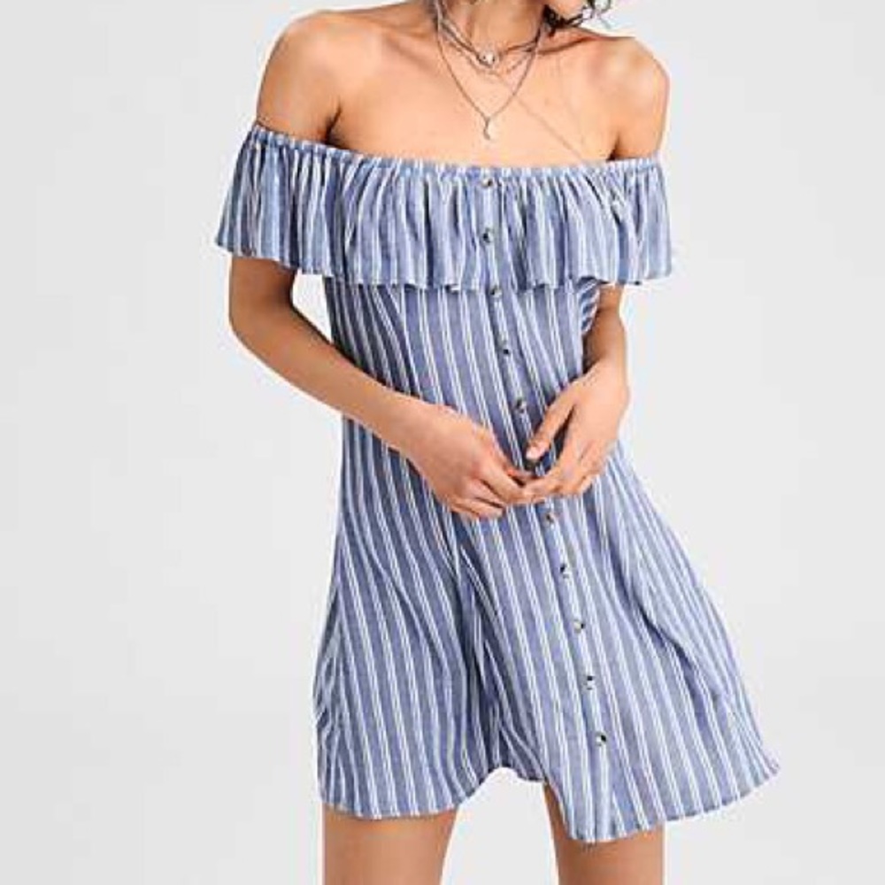 AE Striped off the shoulder mini dress NEVER WORN